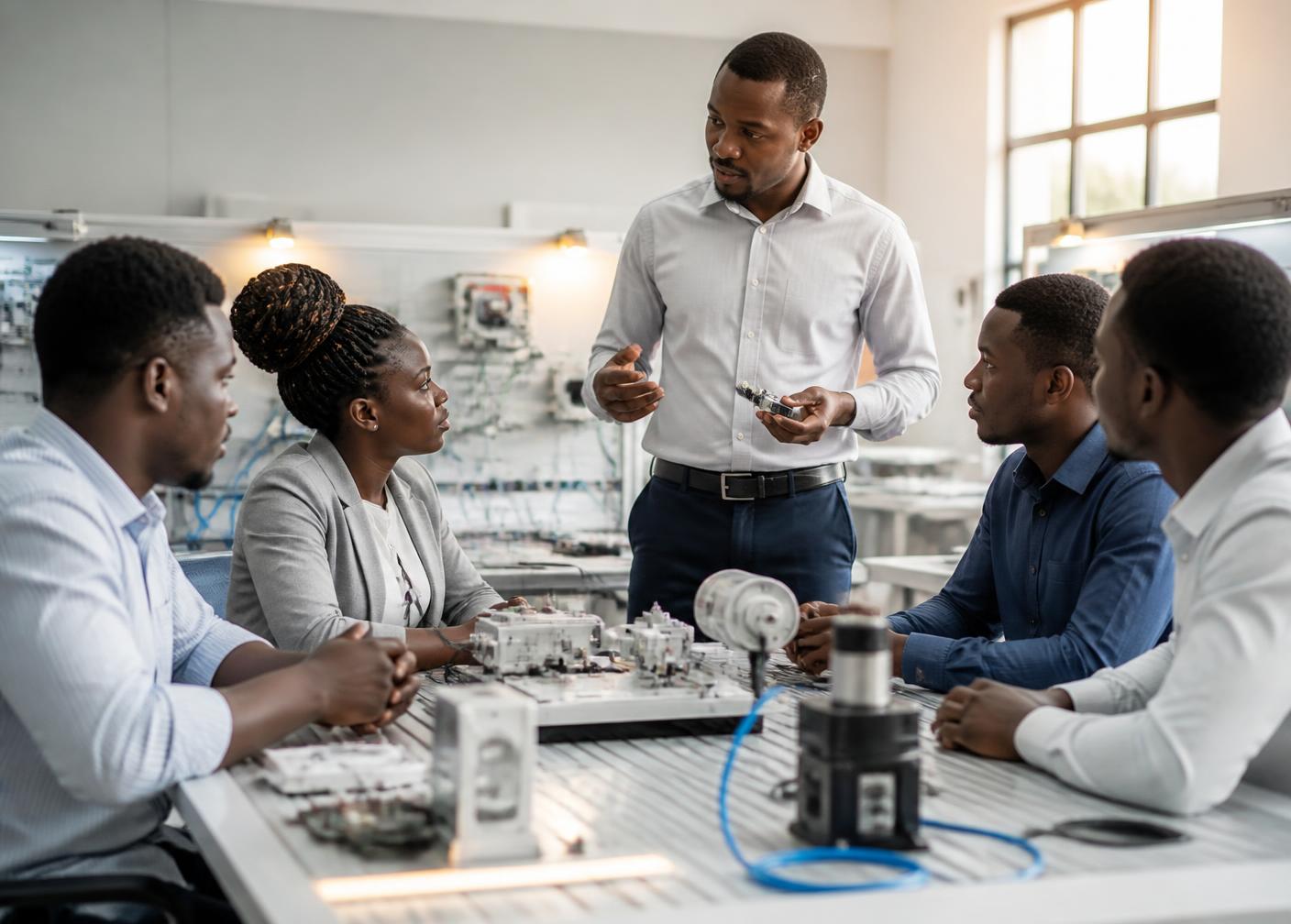 Technical training session with African engineers around sensor equipment